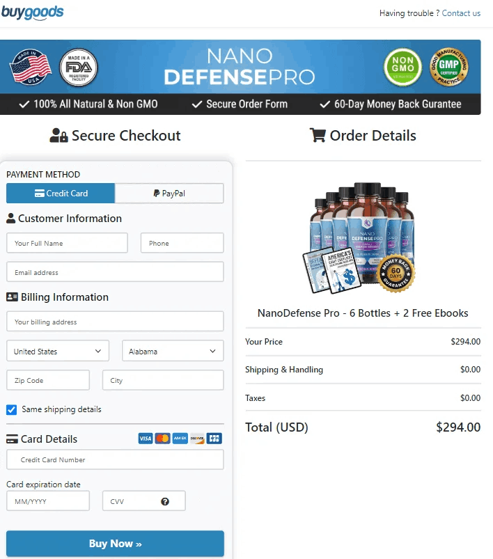 Checkout-page- NanoDefense Pro